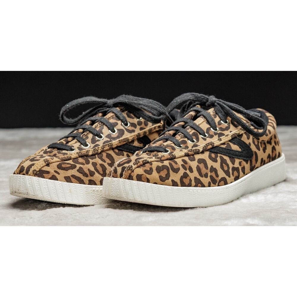 Tretorn Nylite Plus Suede Leopard Print Retro Sneakers Womens Size 7.5 - Picture 9 of 16